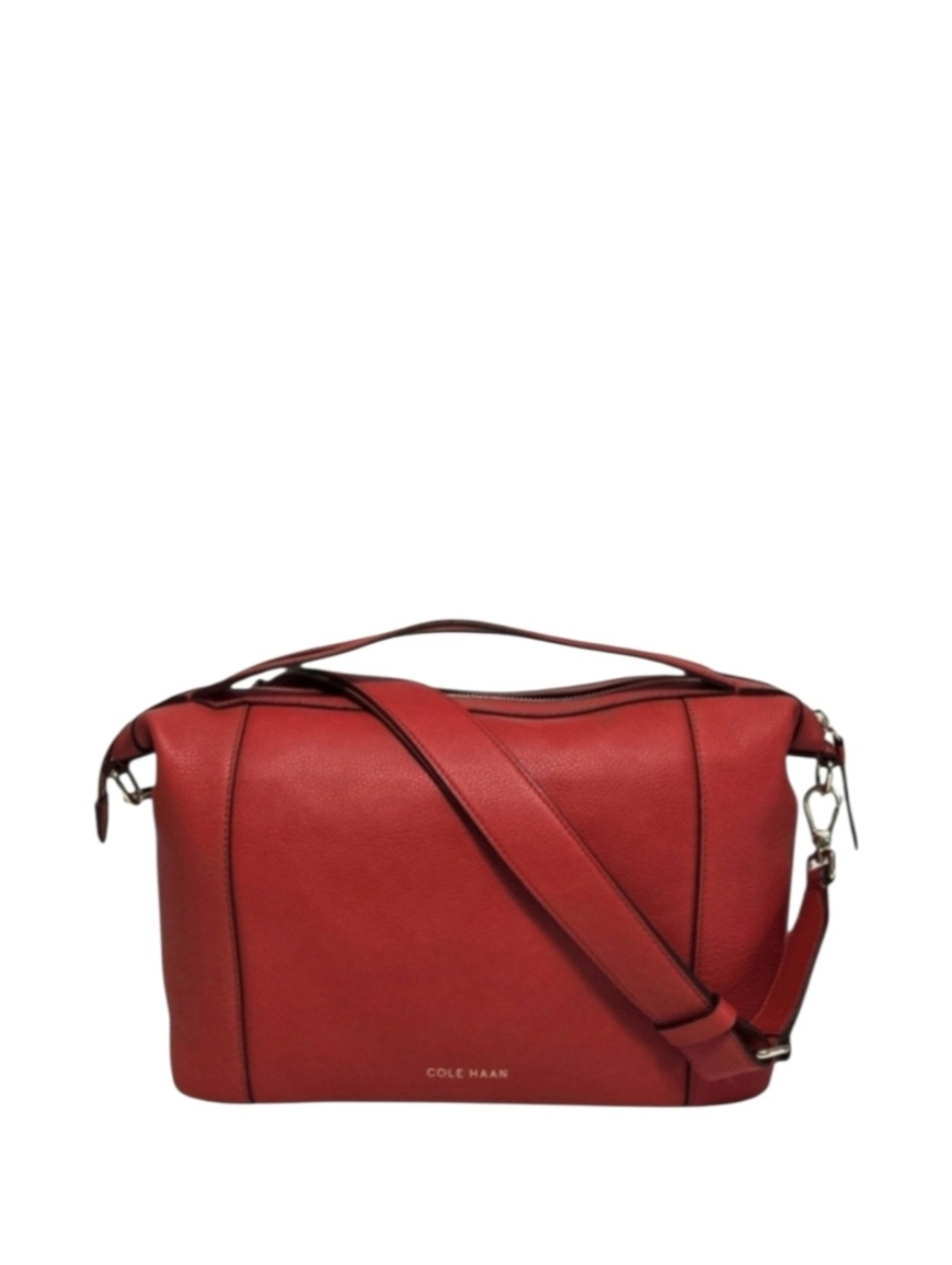 Cole Haan Grand Series Soft Pebbled Leather Satchel-Cranberry Red-EUC